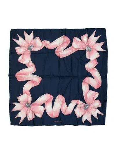 Pre-owned Tiffany & Co Checkered Print Silk Shawl In Pink