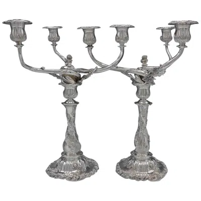 Pre-owned Tiffany & Co Chrysanthemum By  Sterling Silver Candelabra Pair Of 3-light