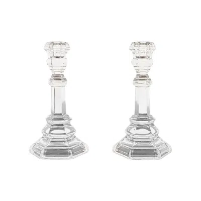 Pre-owned Tiffany & Co . Clear Crystal Candlesticks, Pair In Gray