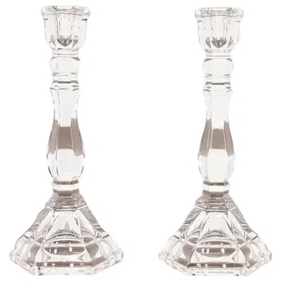 Pre-owned Tiffany & Co . Clear Crystal Candlesticks, Pair In Gray