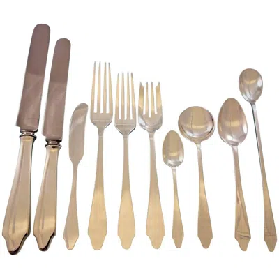 Pre-owned Tiffany & Co Clinton By Tiffany And Co Sterling Silver Flatware Set 12 Service 120 Pcs Dinner In Sand