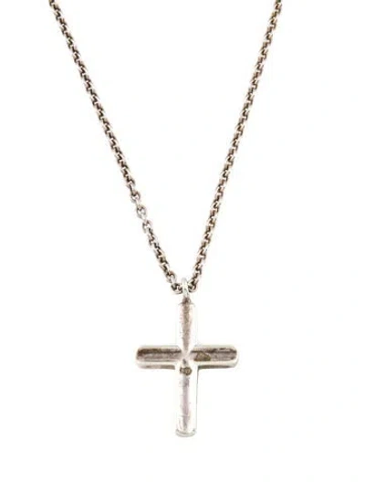 Pre-owned Tiffany & Co Concave Cross Pendant Necklace, 24.25" In Multi