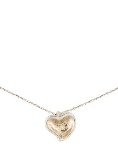 Pre-owned Tiffany & Co Concave Heart Pendant Necklace, 16" In Multi