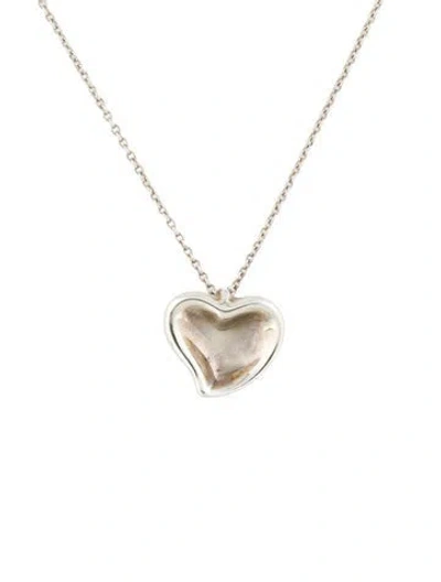 Pre-owned Tiffany & Co Concave Heart Pendant Necklace, 16" In Multi