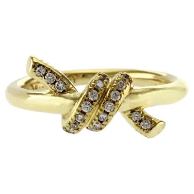 Pre-owned Tiffany & Co Conversation View Auth . 18 Karat Yellow Gold Diamonds Knot Band Rin