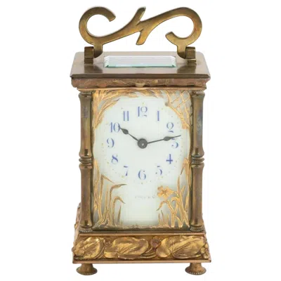 Pre-owned Tiffany & Co C.r. Crookshank Brass And Glass Carriage Clock By . In Brown