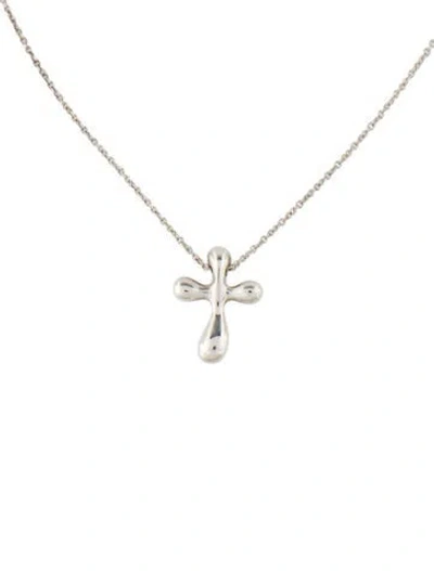 Pre-owned Tiffany & Co Cross Pendant Necklace, 16" In Multi