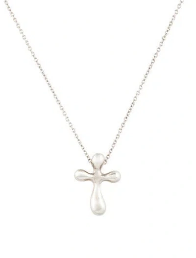 Pre-owned Tiffany & Co Cross Pendant Necklace, 16" In Multicolor