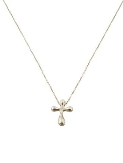 Pre-owned Tiffany & Co Cross Pendant Necklace, 16.5" In Multi