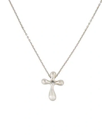 Pre-owned Tiffany & Co Cross Pendant Necklace, 16.5" In Multi