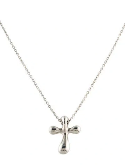 Pre-owned Tiffany & Co Cross Pendant Necklace, 17" In Multi