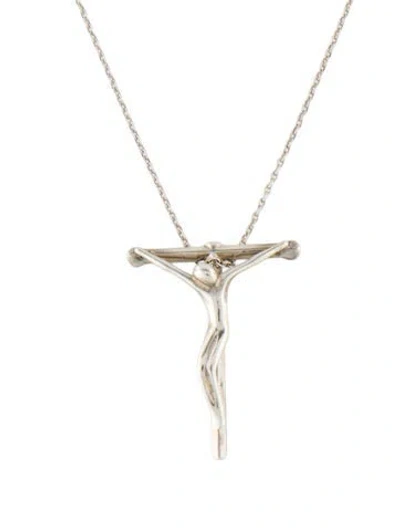Pre-owned Tiffany & Co Crucifix Pendant Necklace, 18.5" In Multi
