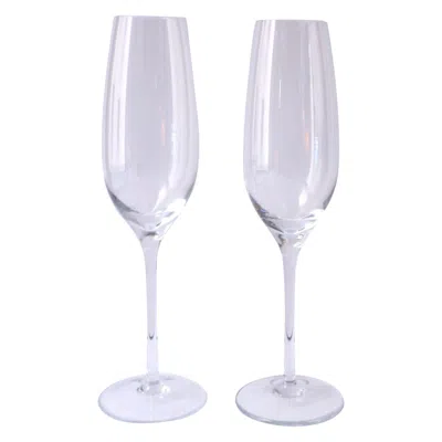 Pre-owned Tiffany & Co Crystal Champagne Flutes Glasses, Pair In Gray