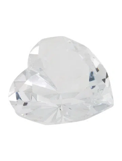 Pre-owned Tiffany & Co Crystal Diamond-cut Heart Paperweight In Transparent