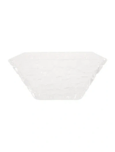 Pre-owned Tiffany & Co Crystal Rock Cut Square Display Bowl In Transparent