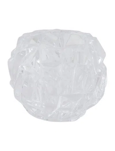 Pre-owned Tiffany & Co Crystal Rock Cut Votive Candleholder In Clear