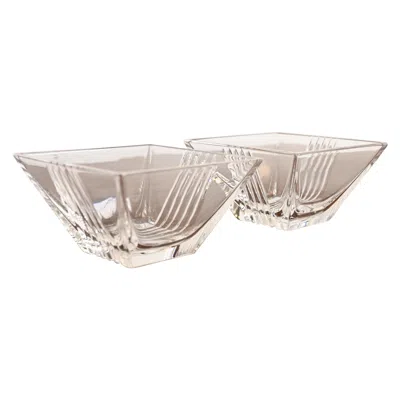 Pre-owned Tiffany & Co . Cut Crystal Snack Bowls, Pair In Sand