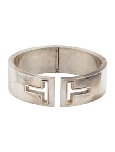 Pre-owned Tiffany & Co Cut Out T Hinged Cuff Bracelet, 6.75" In Multi