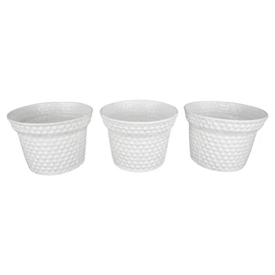Pre-owned Tiffany & Co Designed By Sybil Connolly For  Set Of Three Porcelain Flower Pots In Gray