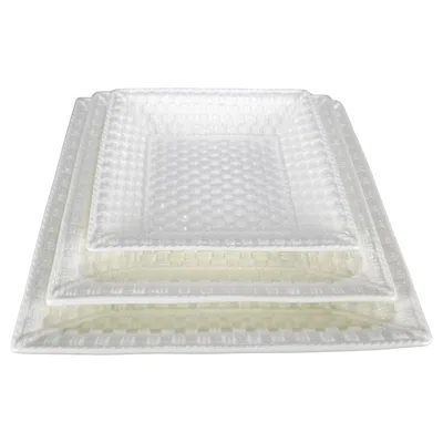 Pre-owned Tiffany & Co Designed By Sybil Connolly For  Set Of Three Porcelain Nesting Trays In Gray