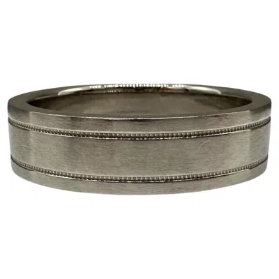Pre-owned Tiffany & Co Designer Tiffany Together Platinum Double Milgrain Ring Size 10.25 In Multi
