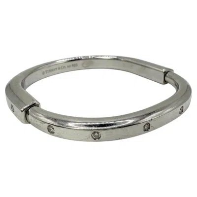 Pre-owned Tiffany & Co . Diamond 18k White Gold Hinged Bangle Bracelet