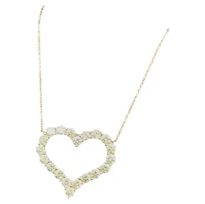 Pre-owned Tiffany & Co . Diamond 18k Yellow Gold Heart Pendant Necklace L Size