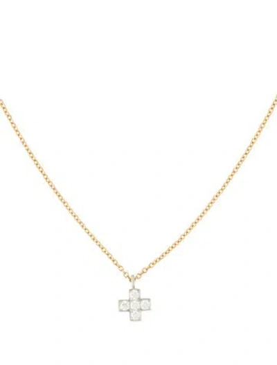 Pre-owned Tiffany & Co Diamond Cruciform Pendant Necklace, 16" In Multi