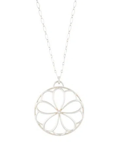 Pre-owned Tiffany & Co Diamond Garden Flower Pendant Necklace, 30" In Multi