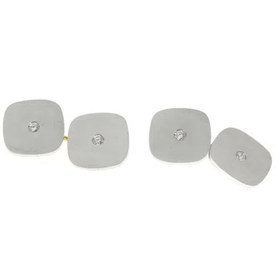 Pre-owned Tiffany & Co . Diamond Gold Platinum Double Sided Cufflinks In Multi