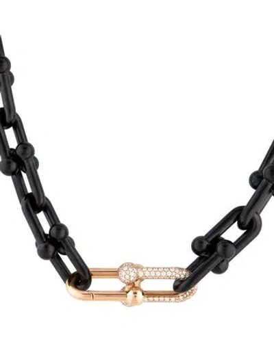 Pre-owned Tiffany & Co Diamond Hardwear Link Necklace, 17" In Multicolor