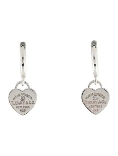 Pre-owned Tiffany & Co Diamond Heart Tag Mini Drop Earrings In Multi