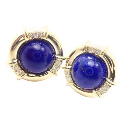 Pre-owned Tiffany & Co Diamond Lapis Lazuli Yellow Gold Earrings