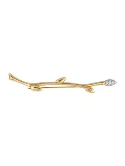 Pre-owned Tiffany & Co Diamond Leaf Brooch In Multi