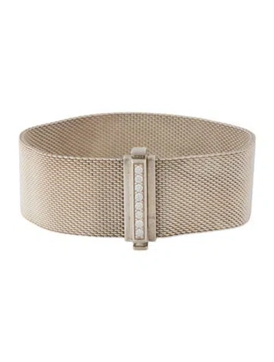 Pre-owned Tiffany & Co Diamond Mesh Bracelet, 7" In Multi