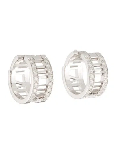 Pre-owned Tiffany & Co Diamond Open Hoop Earrings In Multi
