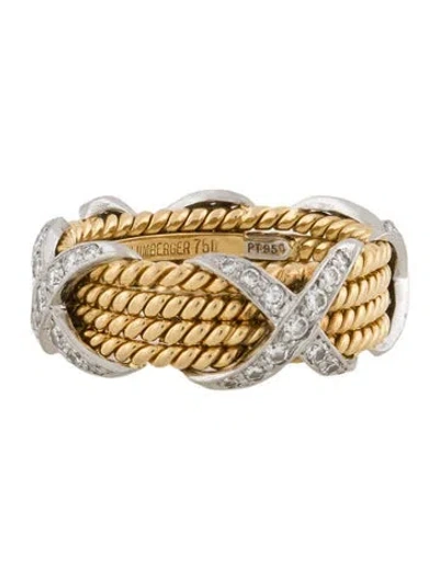 Pre-owned Tiffany & Co Diamond Rope Four-row X Ring In Multi