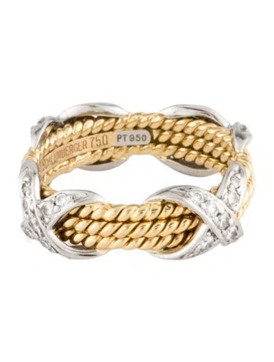 Pre-owned Tiffany & Co Diamond Rope Three-row X Ring In Multi