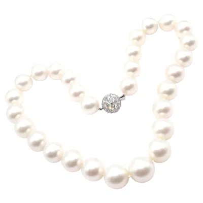 Pre-owned Tiffany & Co Diamond South Sea Large Pearl Platinum Necklace In Multi