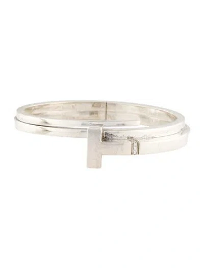 Pre-owned Tiffany & Co Diamond T Square Wrap Bracelet, 6.75" In Multi