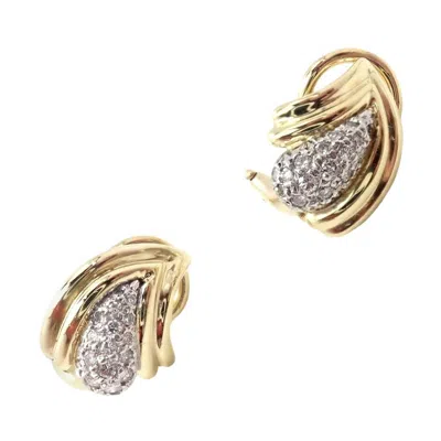 Pre-owned Tiffany & Co . Diamond Teardrop Yellow Gold Earrings