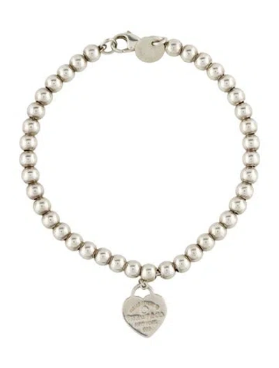 Pre-owned Tiffany & Co Diamond Tiffany Blue® Heart Tag Bead Bracelet, 5.75"