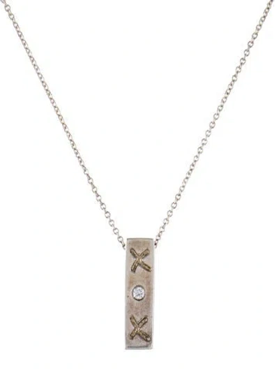 Pre-owned Tiffany & Co Diamond Xox Bar Pendant Necklace, 16" In Multi