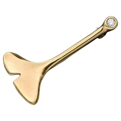 Pre-owned Tiffany & Co . Diamond Yellow Gold Gingko Leaf Brooch Pin