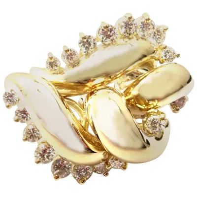 Pre-owned Tiffany & Co . Diamond Yellow Gold Swirl Earrings