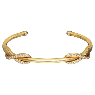 Pre-owned Tiffany & Co . Double Diamond Infinity Cuff Bracelet 18k Yellow Gold 0.65cttw