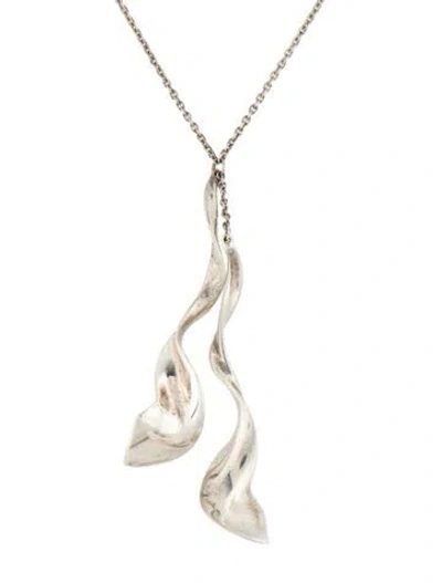 Pre-owned Tiffany & Co Double Orchid Pendant Necklace, 15.5" In Multi