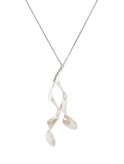 Pre-owned Tiffany & Co Double Orchid Pendant Necklace, 16" In Multi