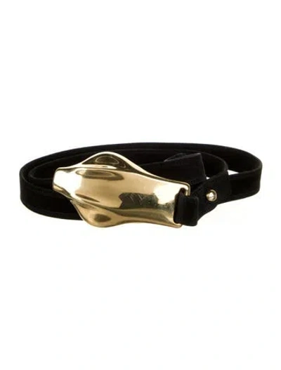 Pre-owned Tiffany & Co Elsa Peretti 18k Gold Snake Suede Skinny Belt In Black