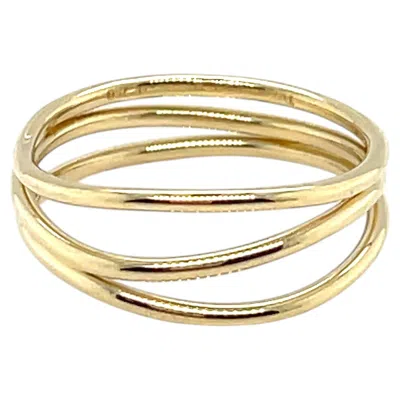 Pre-owned Tiffany & Co . Elsa Peretti 18k Yellow Gold Three Row Wave Band Ring Size 5.25